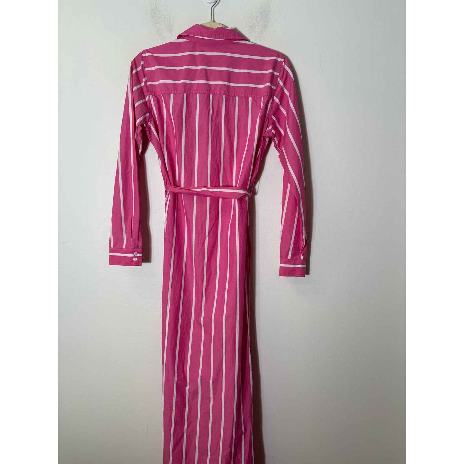 On 34th Pink and White Stripe Shirt Maxi Dress Sz XS