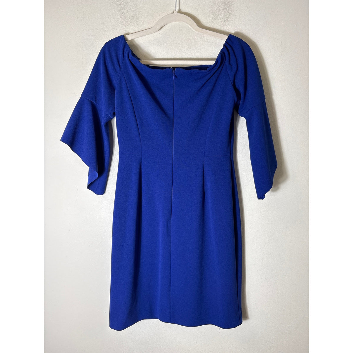 Antonio Melani Deep Blue Off the Shoulder 3/4 Sleeve Dress Sz 4