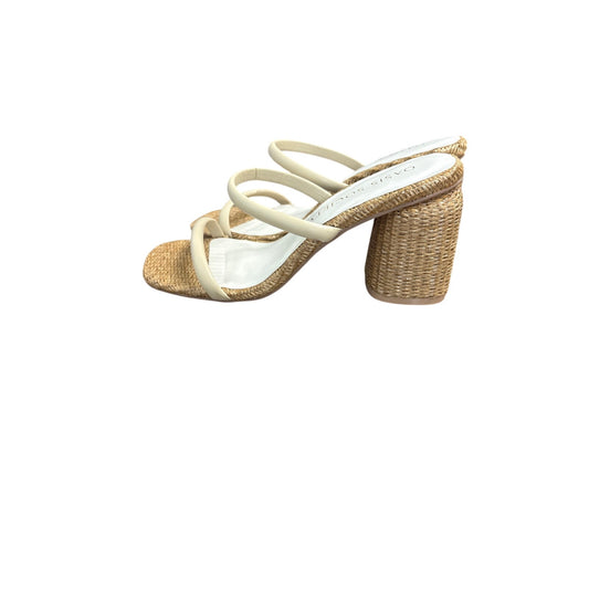 Oasis Society Straw Block Heel Strappy Sandals Sz 8