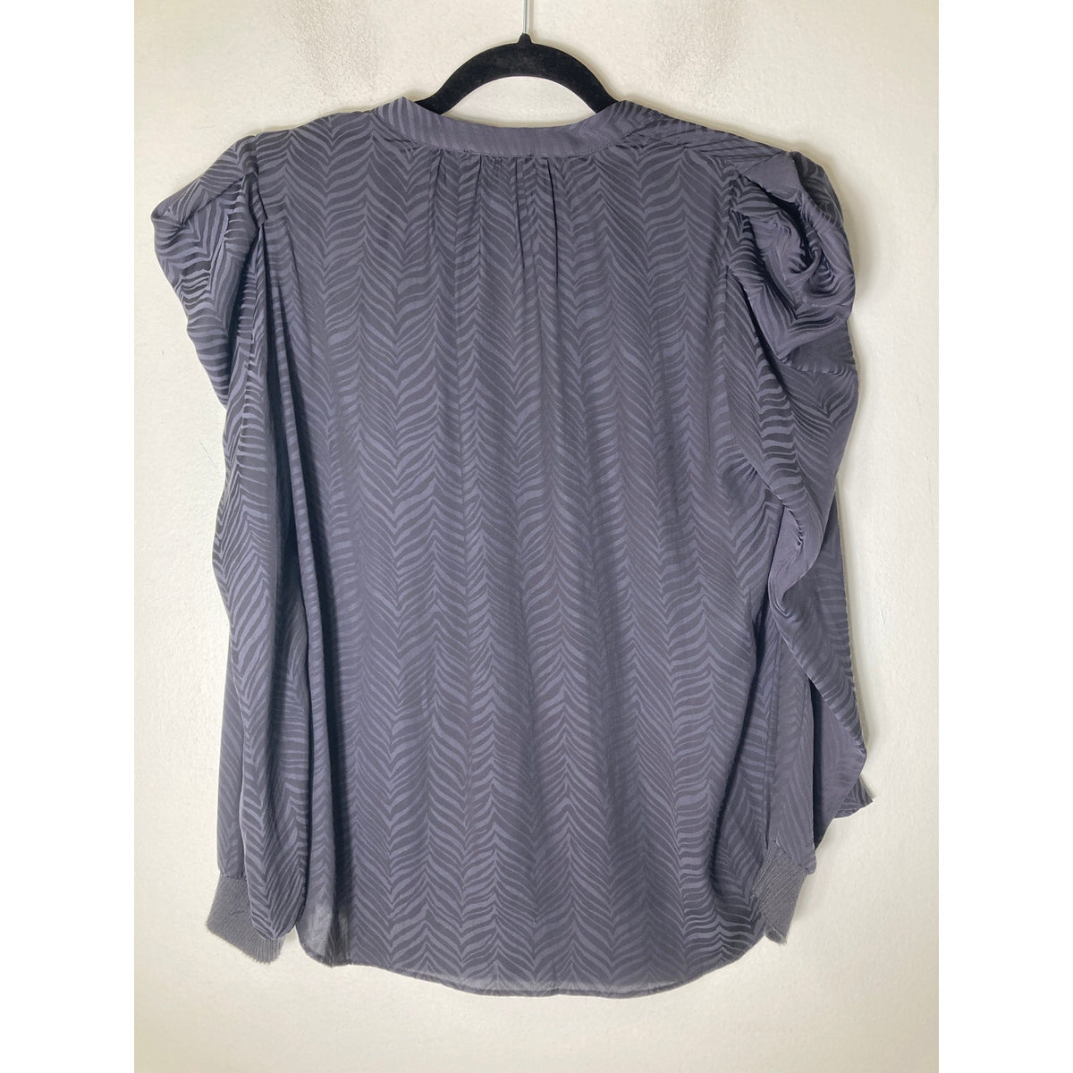 Current Air Black Feather Quill Design Blouse Sz XS