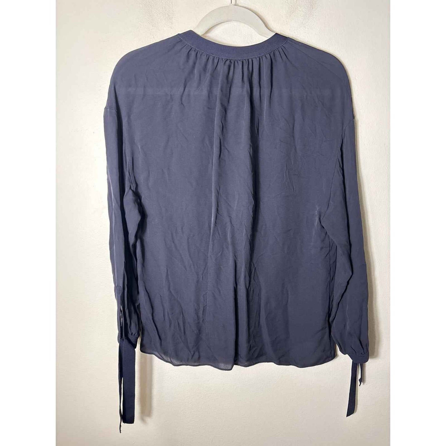 Vince Black Long Sleeve Silk Shirt Ties at the Neck Sz S