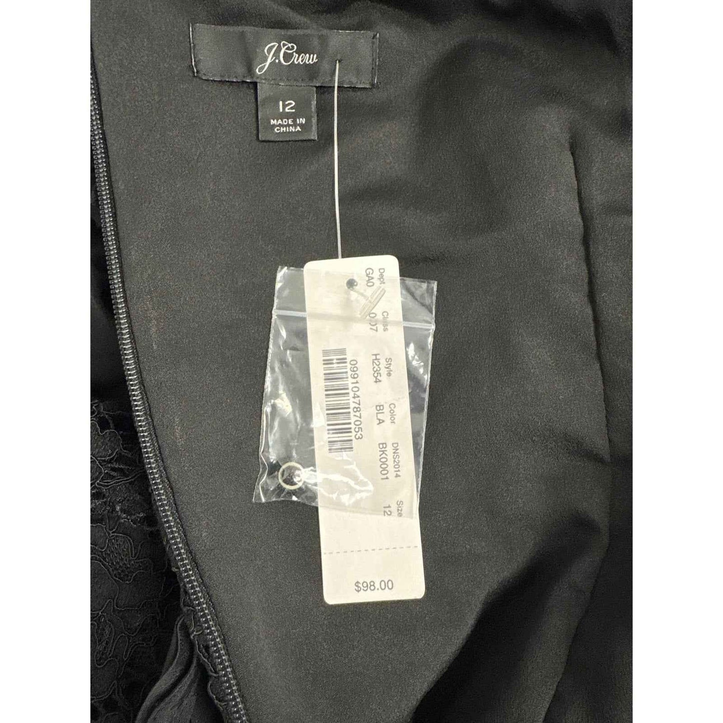 NWT J. Crew Black Long Sleeve Lace and Ruffle Top Sz 12