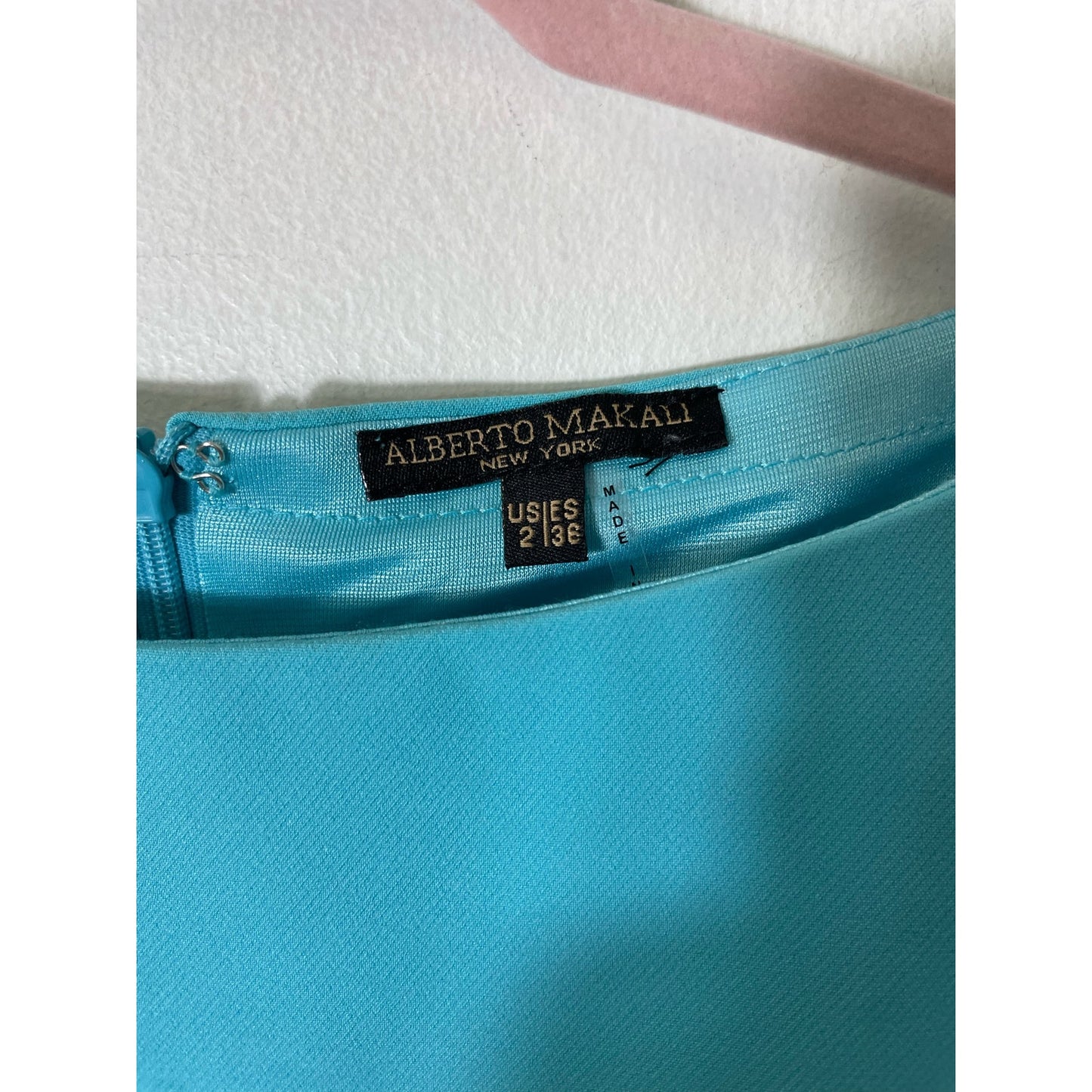 Alberto Makali Teal Knee Length Dress With Sequined Slit Sleeves Sz 2