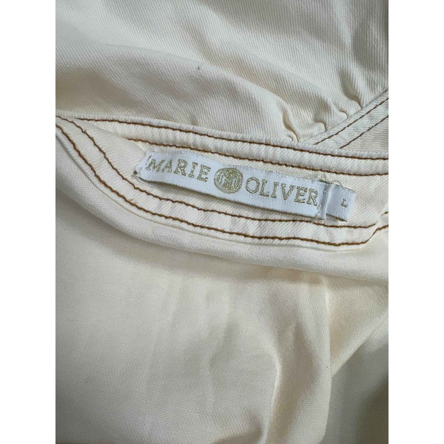 Marie Oliver Cream Denim Puff Sleeve Wrap Maxi Dress Sz L
