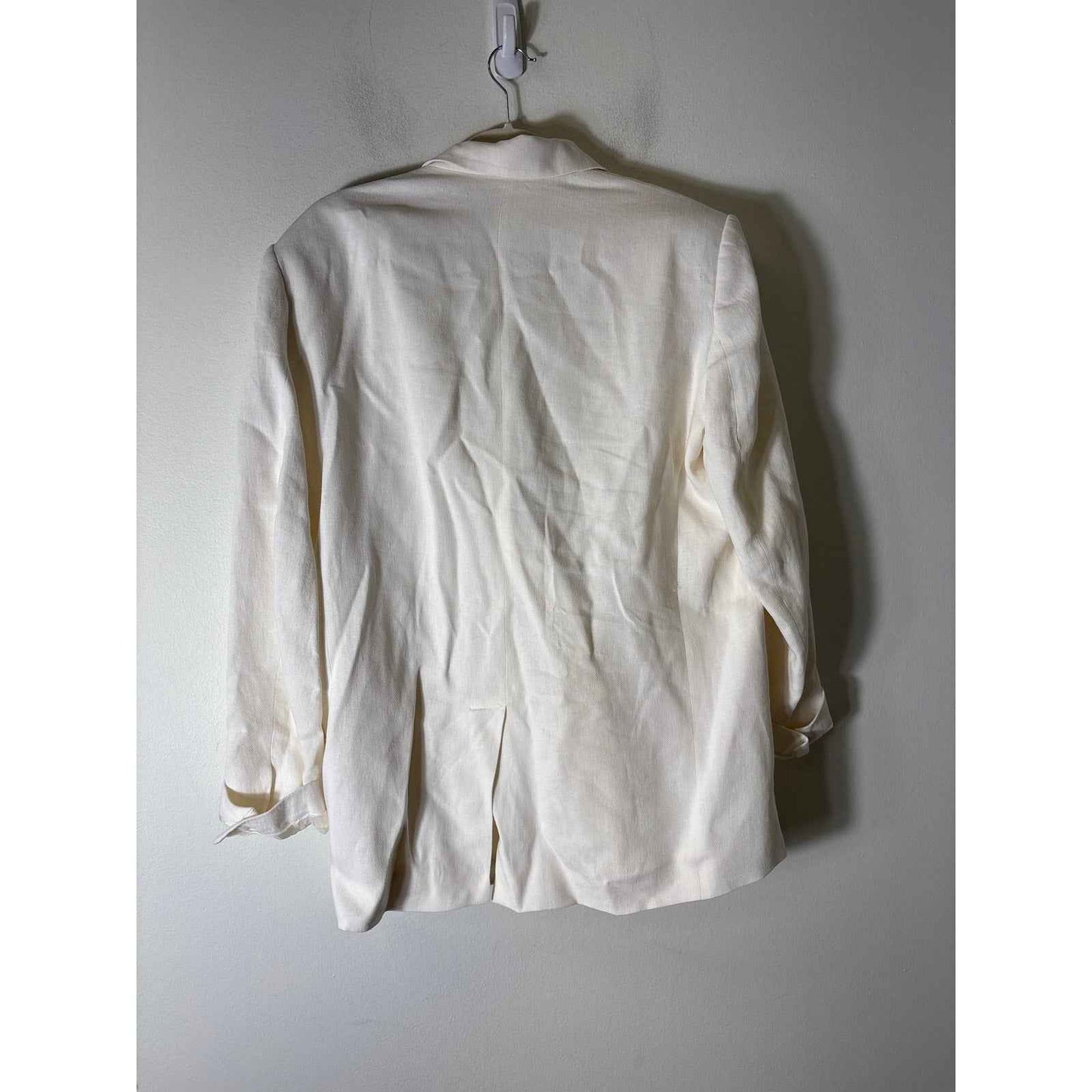 Zara Ivory Long Sleeve Long Length 2 Button Blazer Sz S