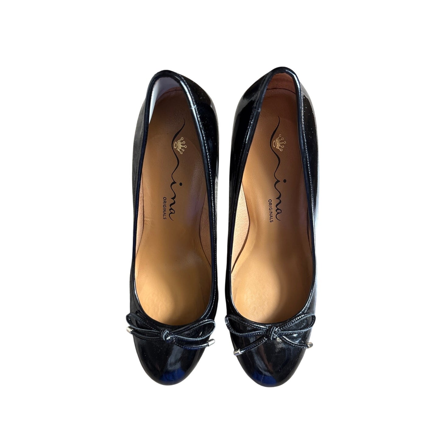 Nina Black Patent Leather Mary Jane High Heel Pump Sz 9