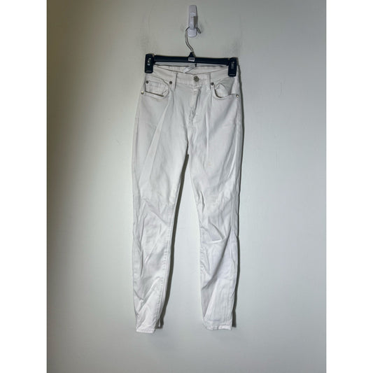 7 for All Mankind White Cotton Blend Skinny Jeans Sz 24