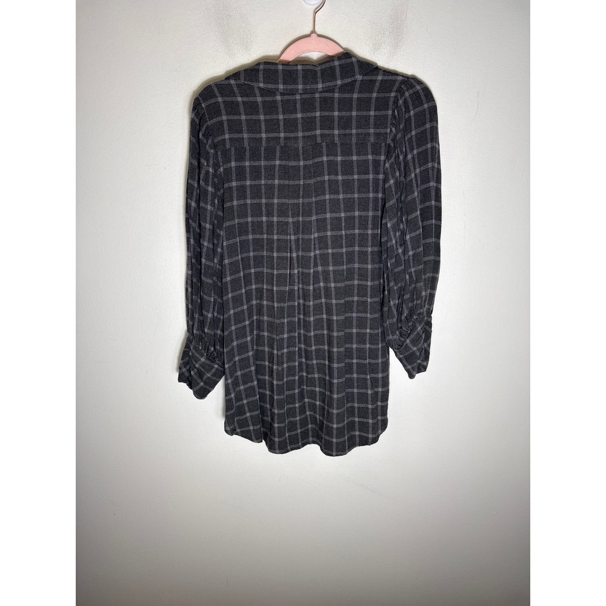 Something Navy Gray and White Windowpane Button Up Shirt Sz M
