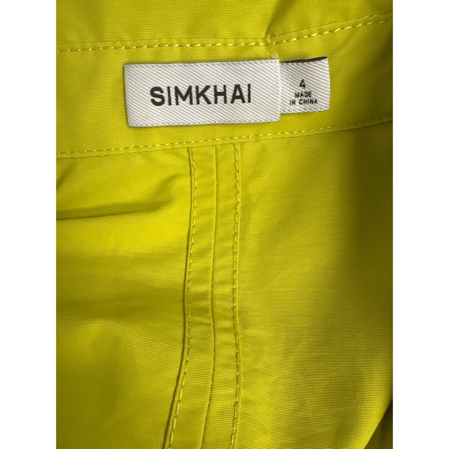 Simkhai Greenish Yellow Short Sleeve Belted Maxi Dress Sz 4