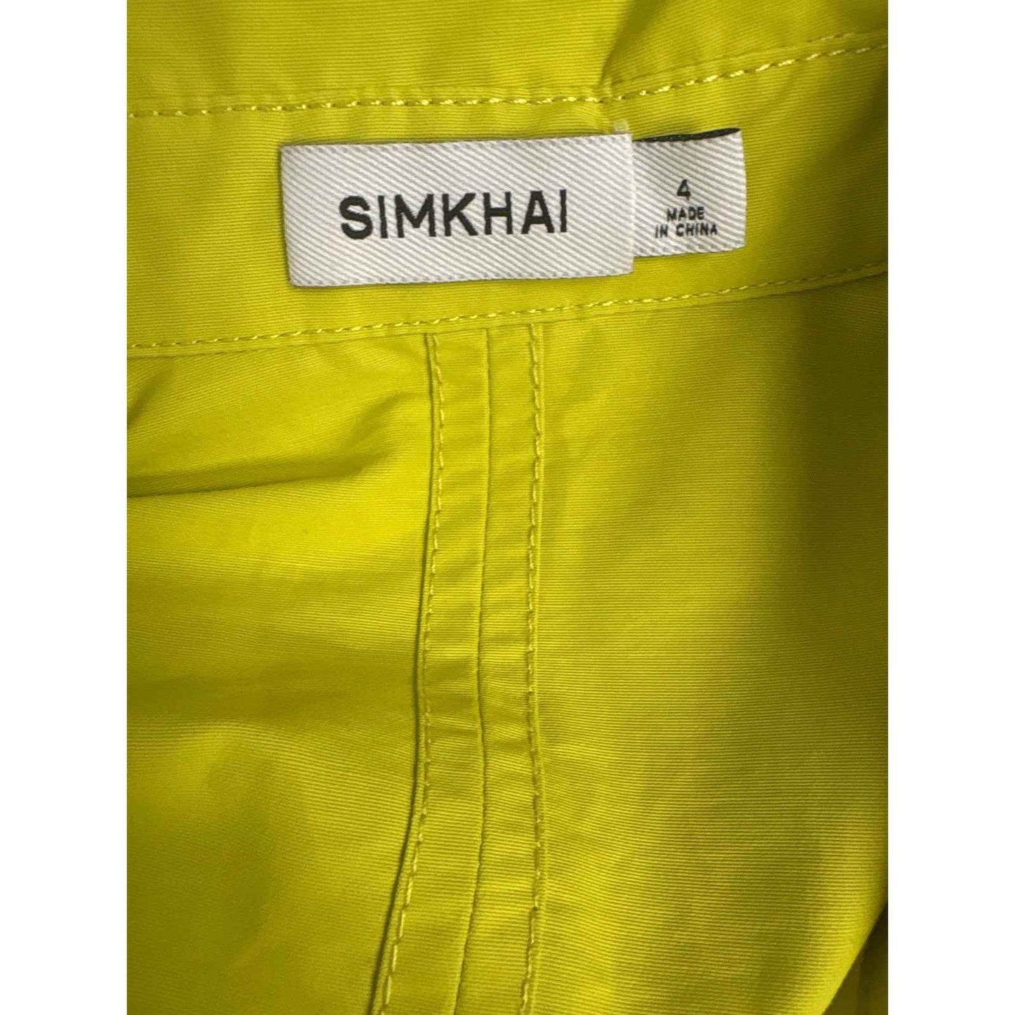 Simkhai Greenish Yellow Short Sleeve Belted Maxi Dress Sz 4
