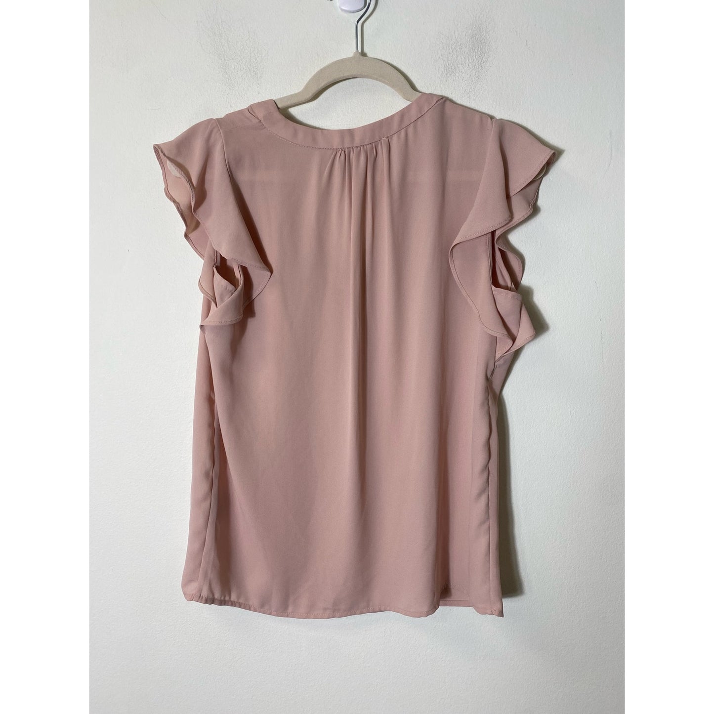Philosophy Dusty Pink V-Neck Flutter Sleeve Blouse Sz XS