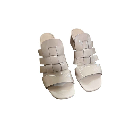 M. Gemi Mare Mule Tan Patent Woven Sandals Sz 39.5