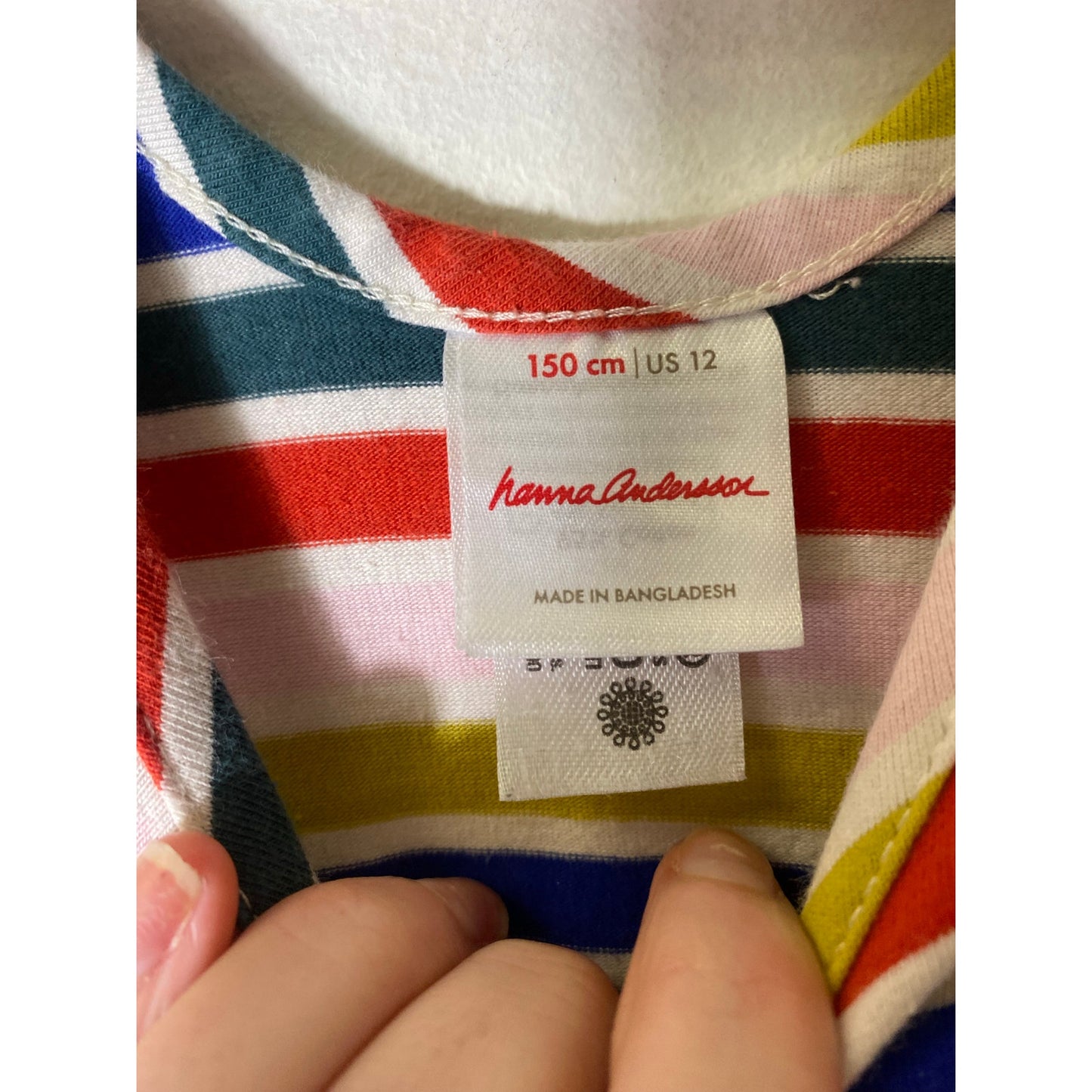 Hanna Anderson Multi Color Stripe Cotton Dress Sz 12