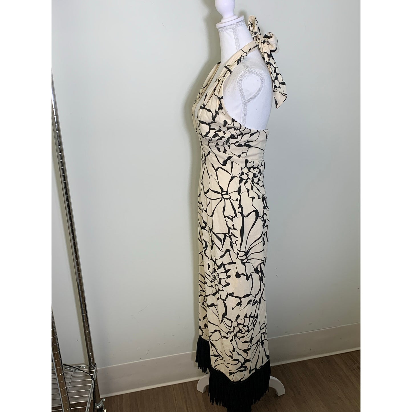 NWT Antonio Melani Black Shell Print Maxi Dress Sz 2