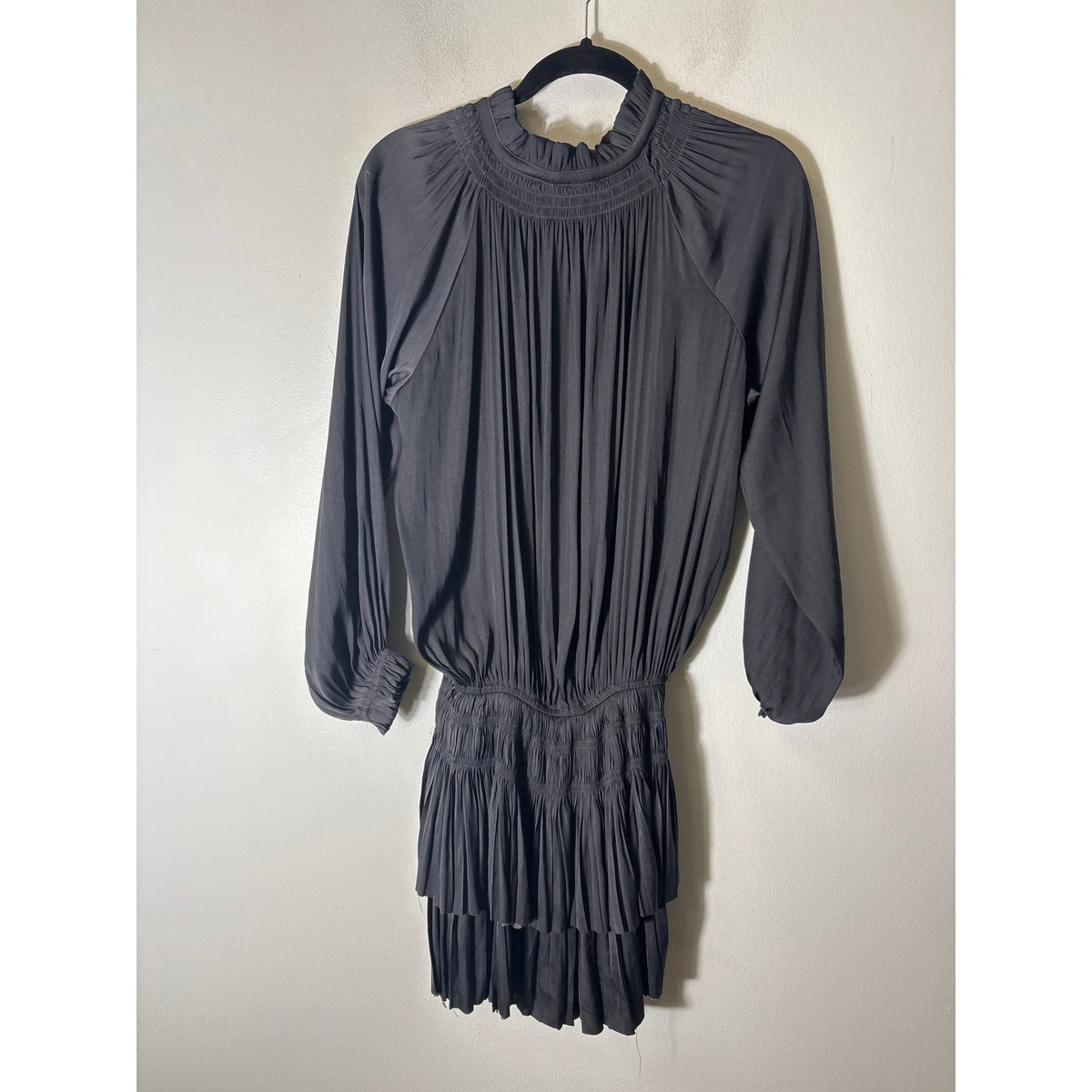 Current Air Black Silky Tiered Mini Dress Sz XS