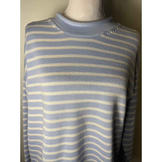 Molly Moorkamp Light Blue Stripe Long Sleeve Sweater Sz L