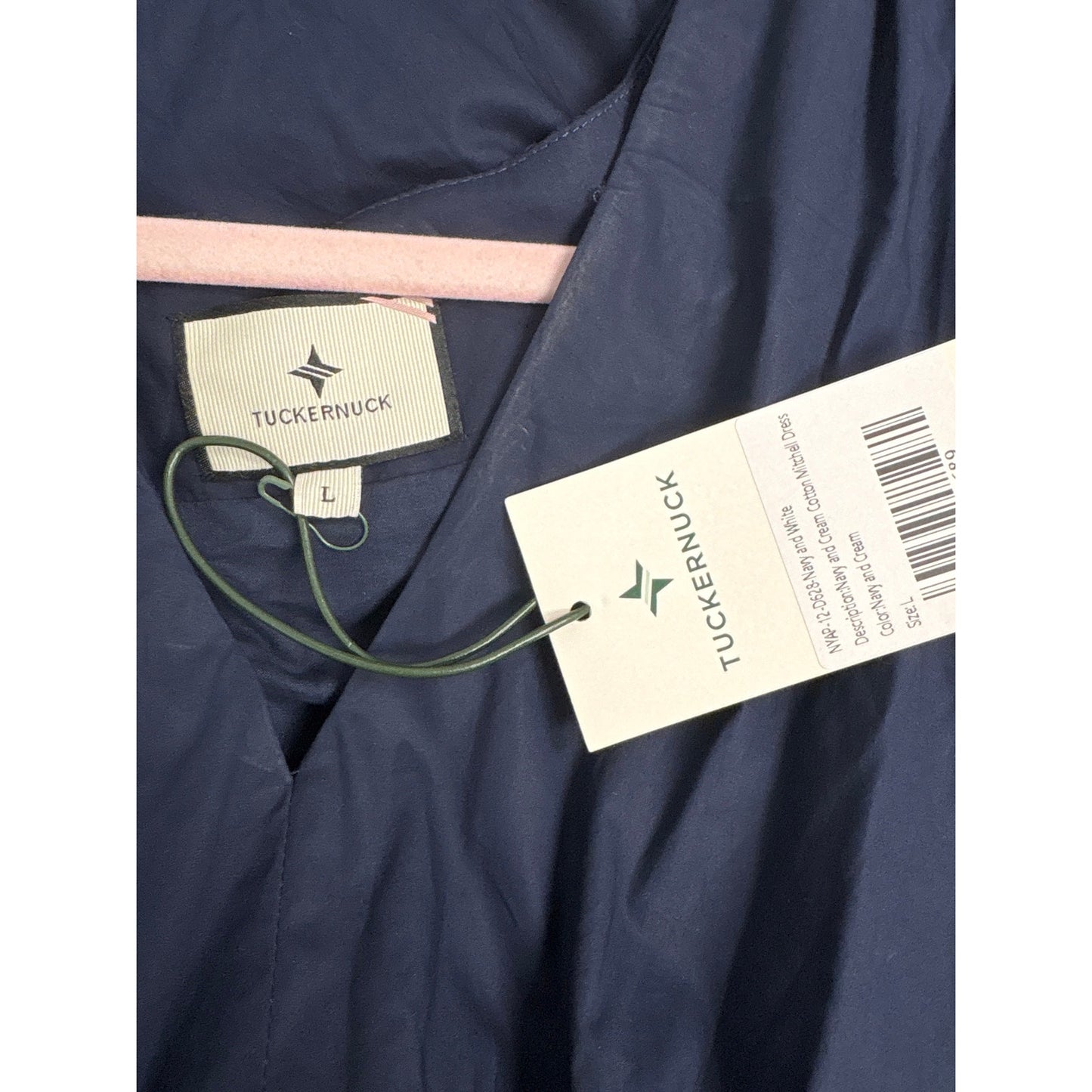 NWT Tuckernuck Navy and Cream Cotton Mitchell Dress Sz L