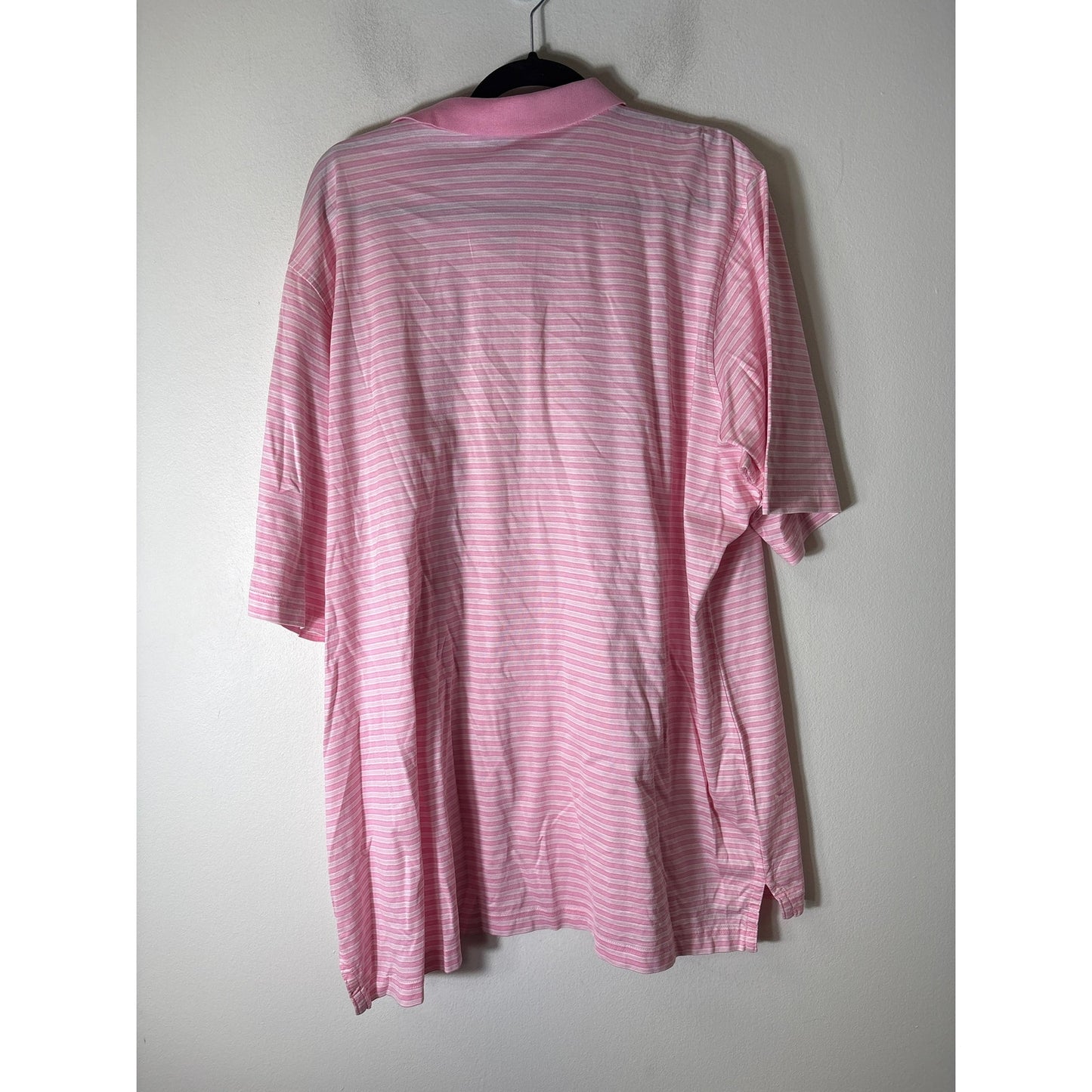 Mens Fairway & Greene Pink White Stripe Short Sleeve Polo Style Shirt Sz XXL
