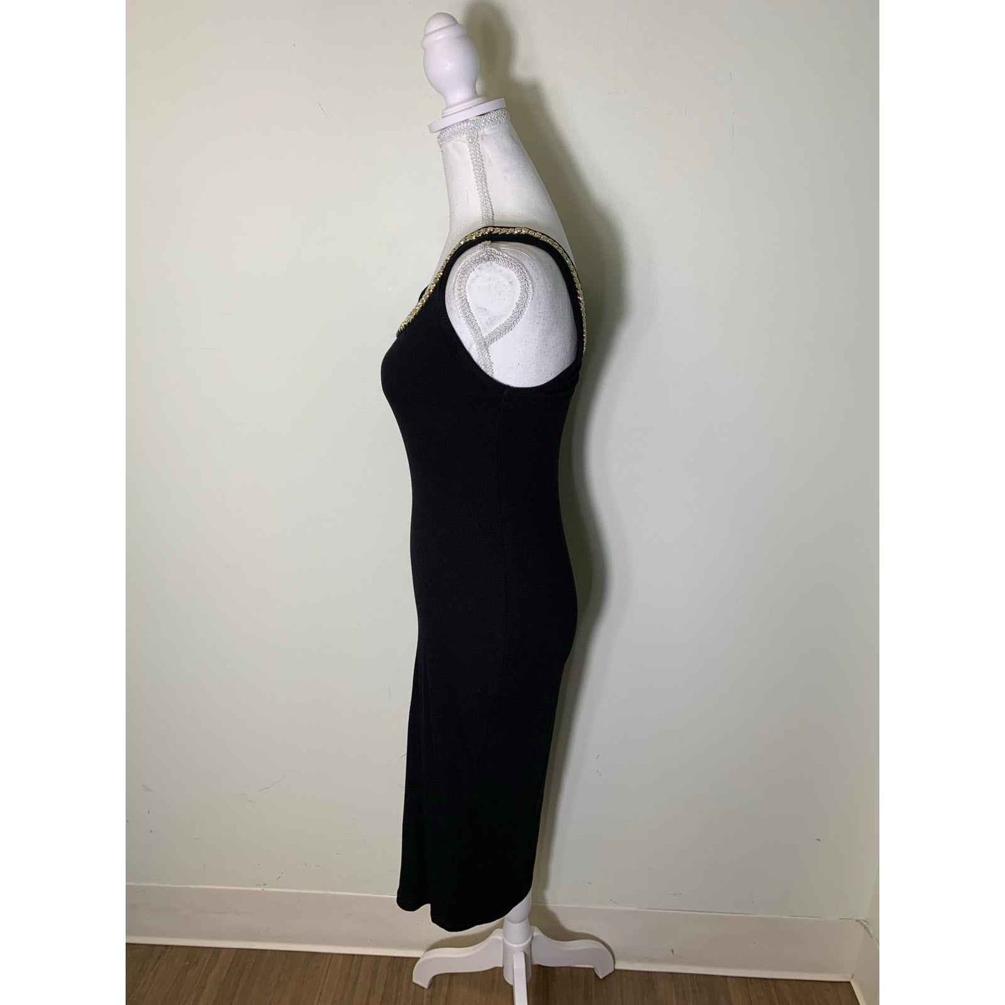 Generation Love Black Sleeveless Ribbed Body Con Midi Dress Sz XS