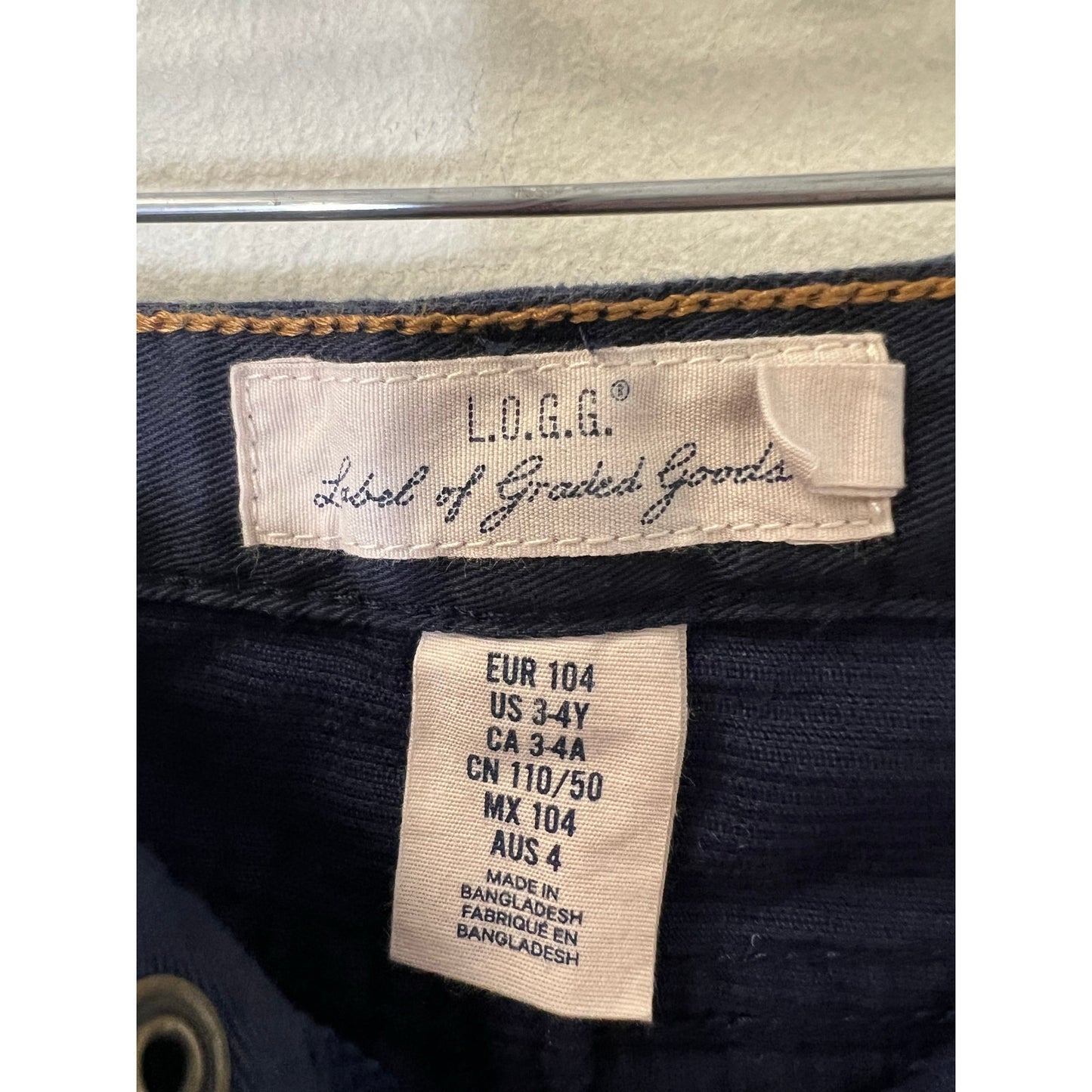 Boy's Bundle of 2 Navy L.O.G.G. Corduroy Pants Sz 3/4