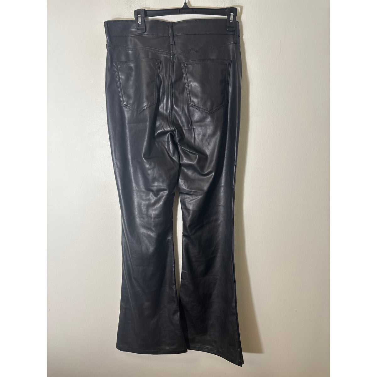 Gap Black Faux Leather Jeans style pants "70's flare high rise" Sz 10