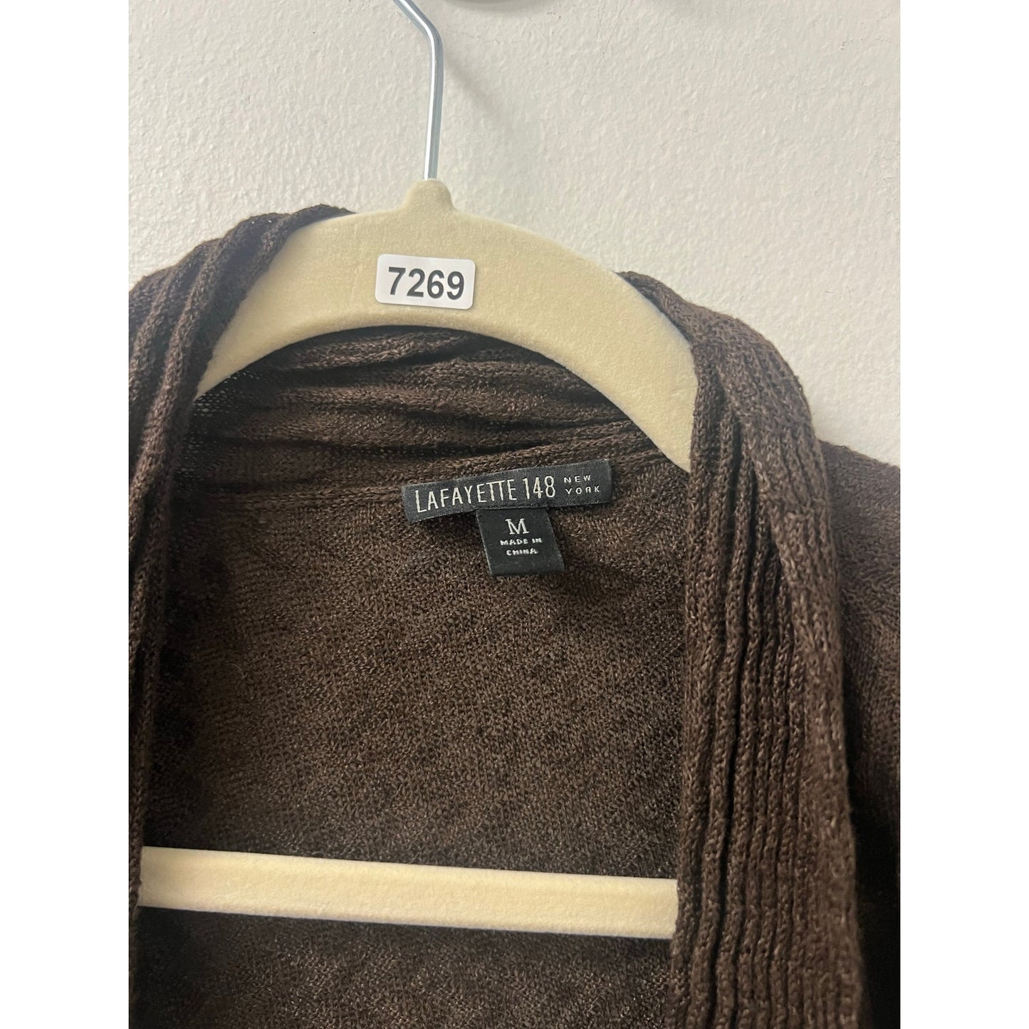 Layfayette 148 Womens Brown Patterned Cardigan Sz M