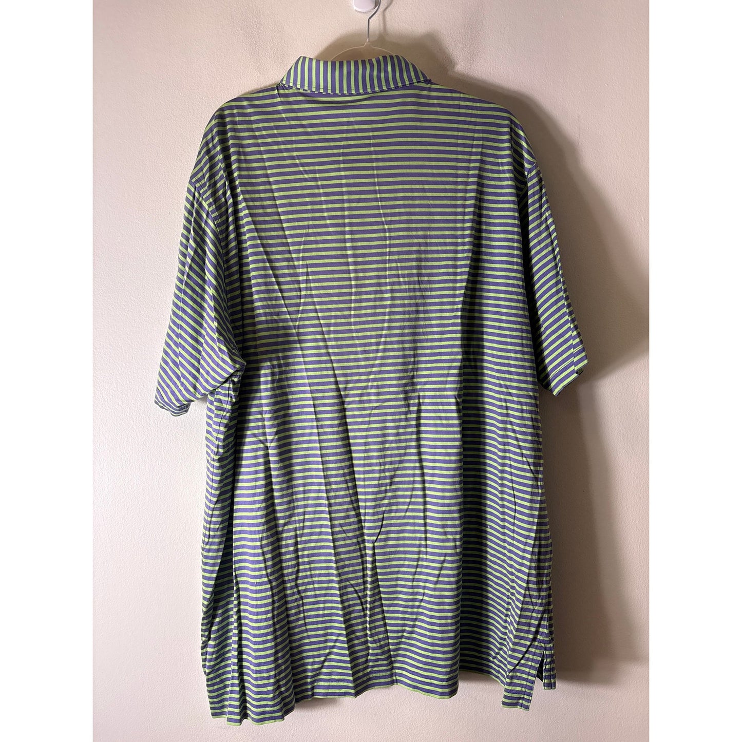 Mens Peter Millar Purple and Green Stripe Polo Sz XXL