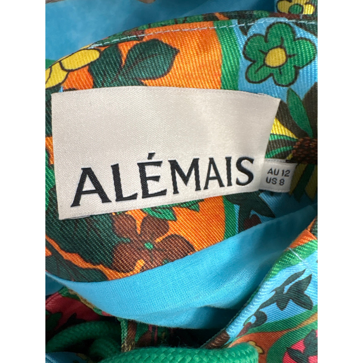 Alemais Teal Floral Lace Up Shorts Sz 8