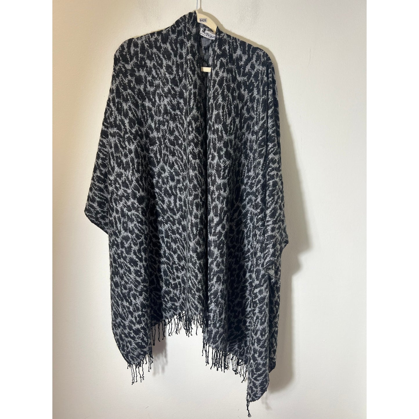 29 Palms Poncho/Wrap. Black Leopard Print. one Size