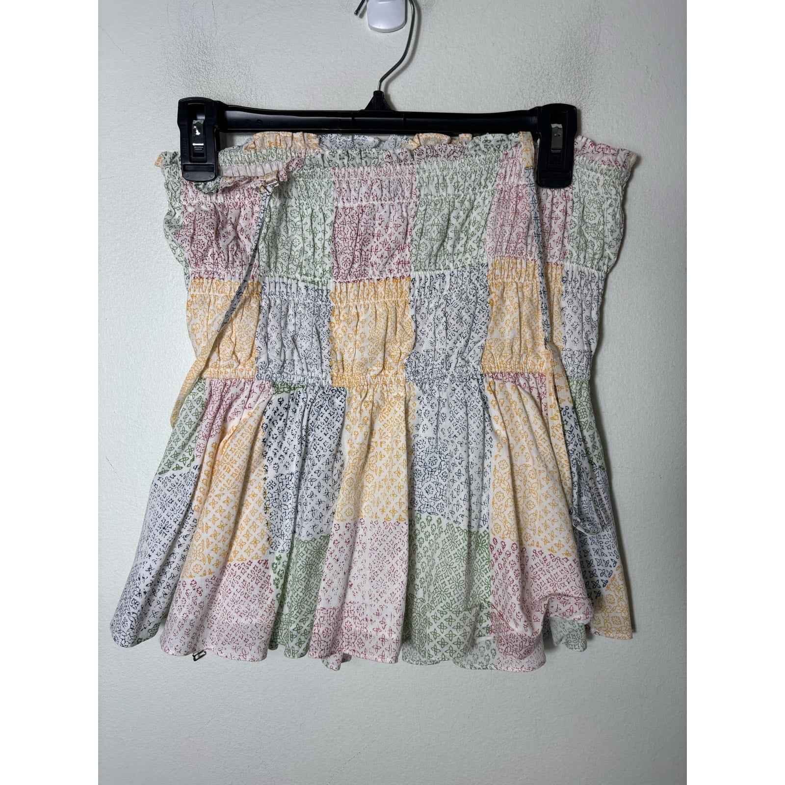 ASH and EDEN Multicolored Smocked Peplum Cotton Top Sz S