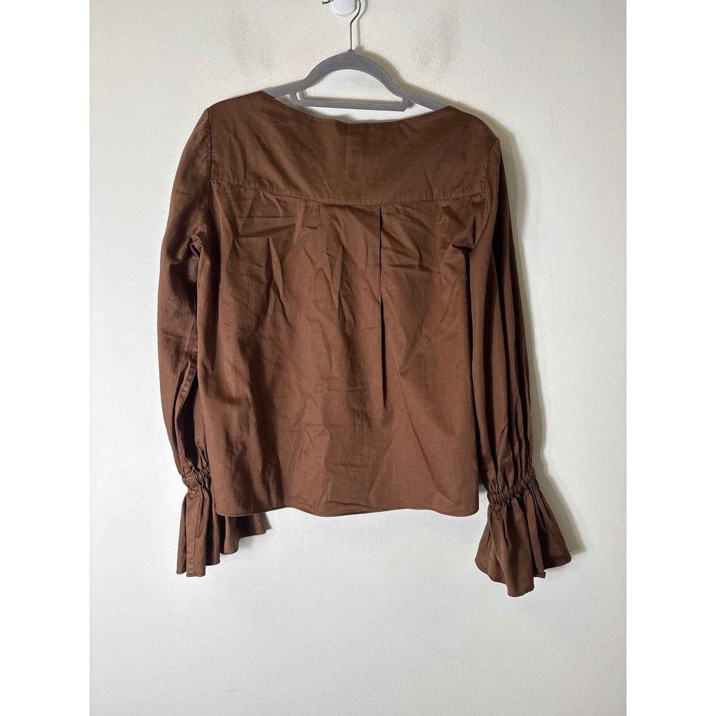 Something Navy Brown Long sleeve Cotton Shirt Sz S