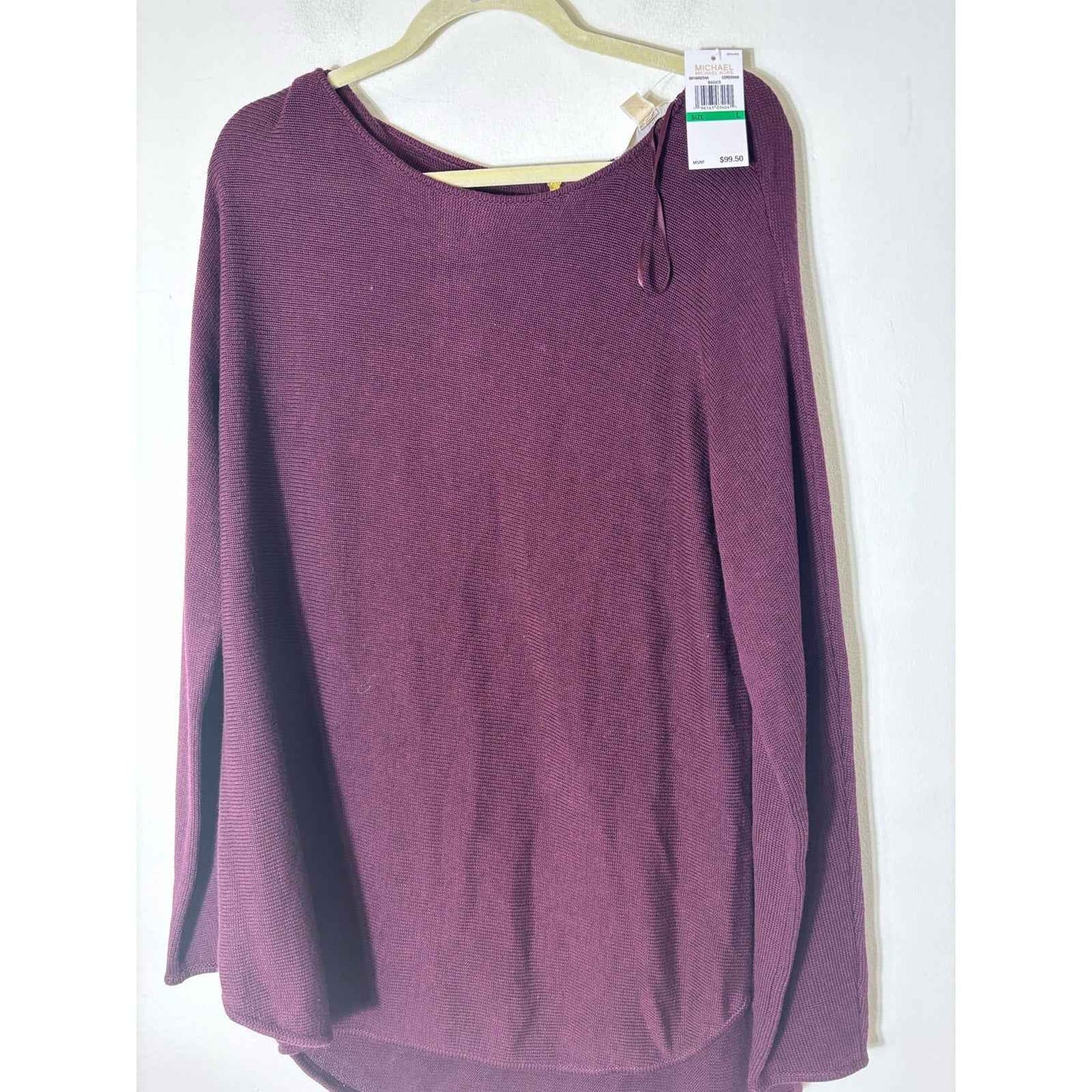 NWT Michael Michael Kors Eggplant Purple Long Sleeve Knit Sweater Sz L