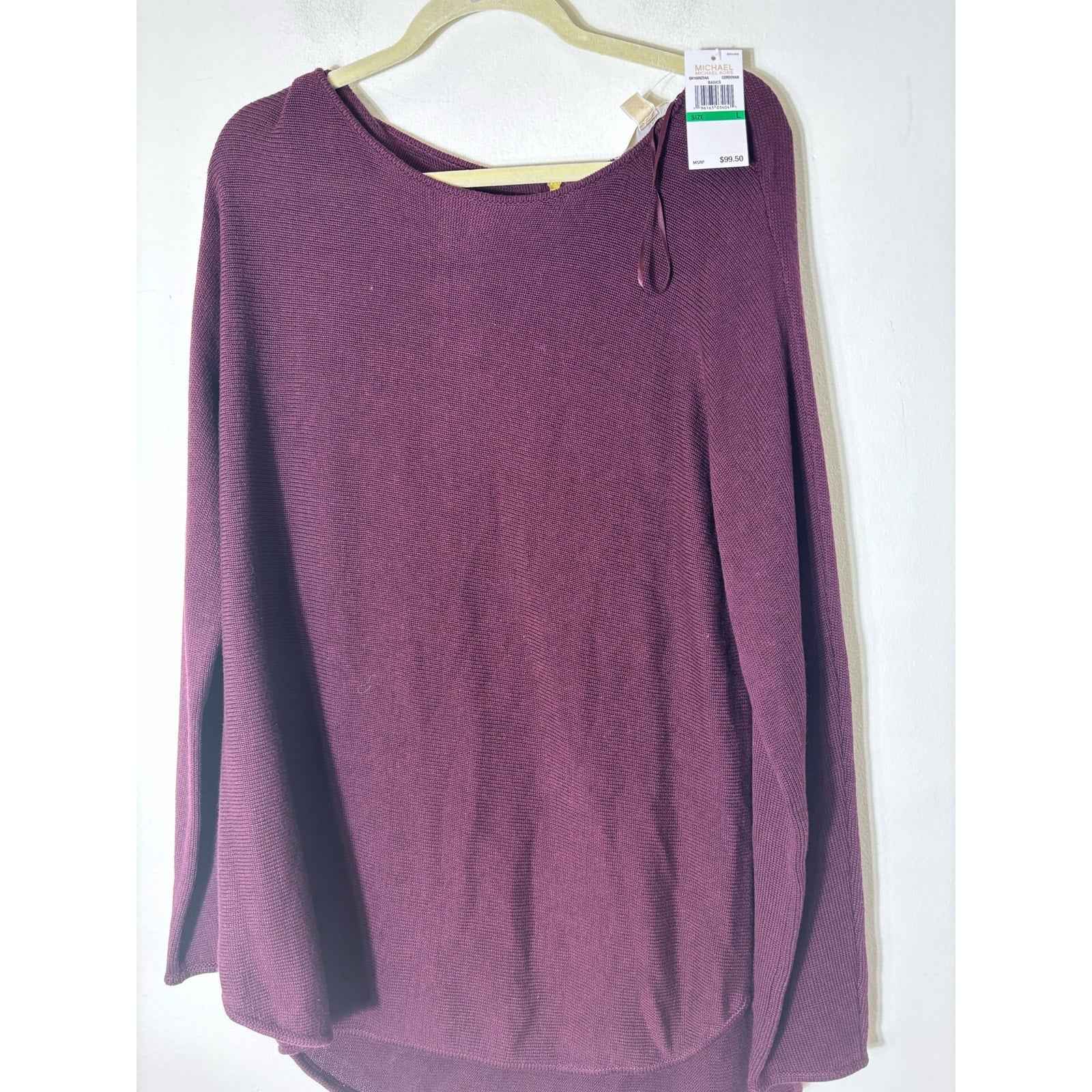 NWT Michael Michael Kors Eggplant Purple Long Sleeve Knit Sweater Sz L