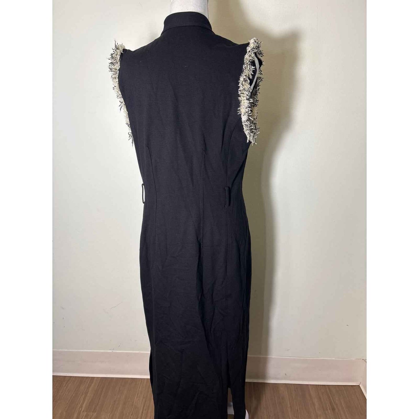 Pearl by Lela Rose Black Sleeveless Button Up Long Dress Sz 10