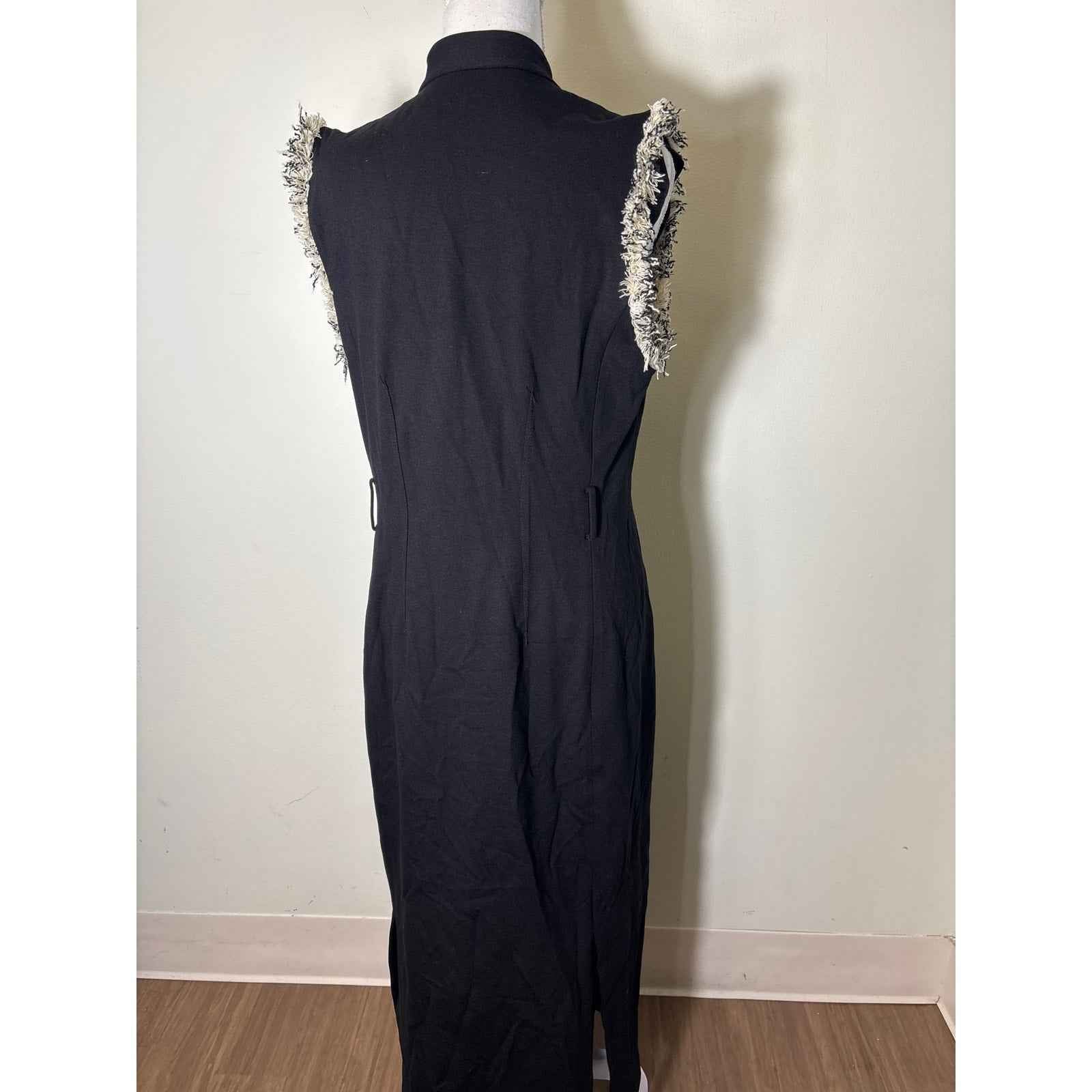 Pearl by Lela Rose Black Sleeveless Button Up Long Dress Sz 10