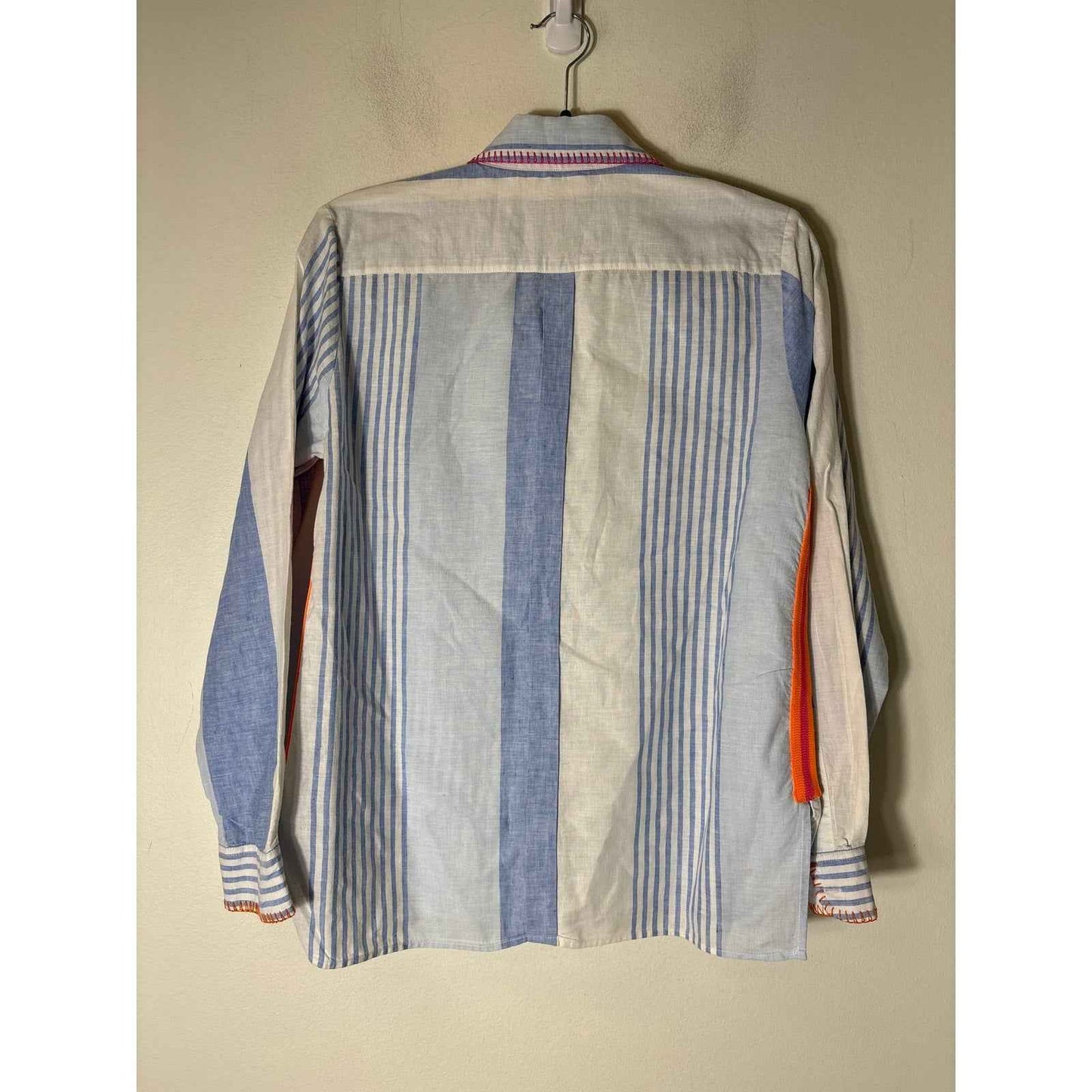 Vilagallo Blue and White Stripe Linen Long Sleeve Shirt S