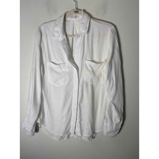 Bella Dahl White Long Sleeve Tencel Button Up Shirt Sz S