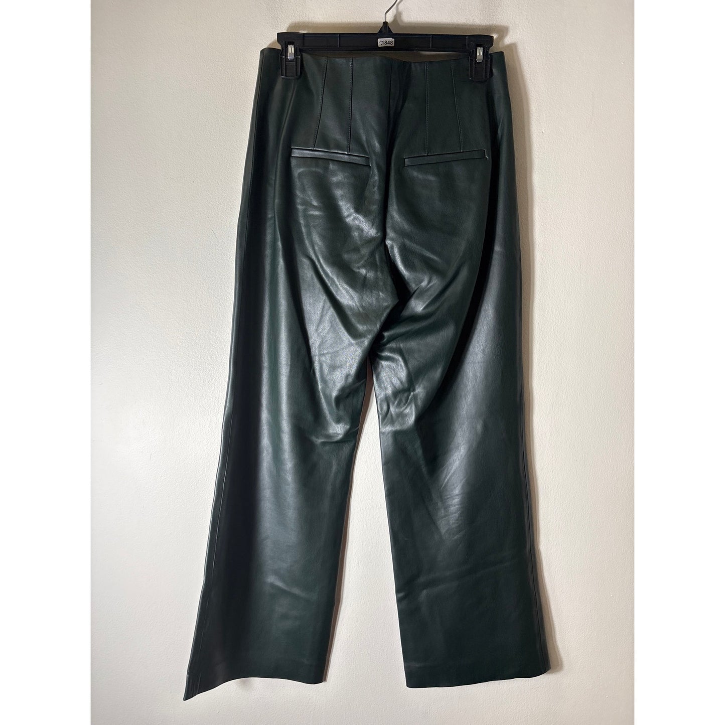 Veronica Beard Forest Green Front Pocket Faux Leather Pants Sz 4