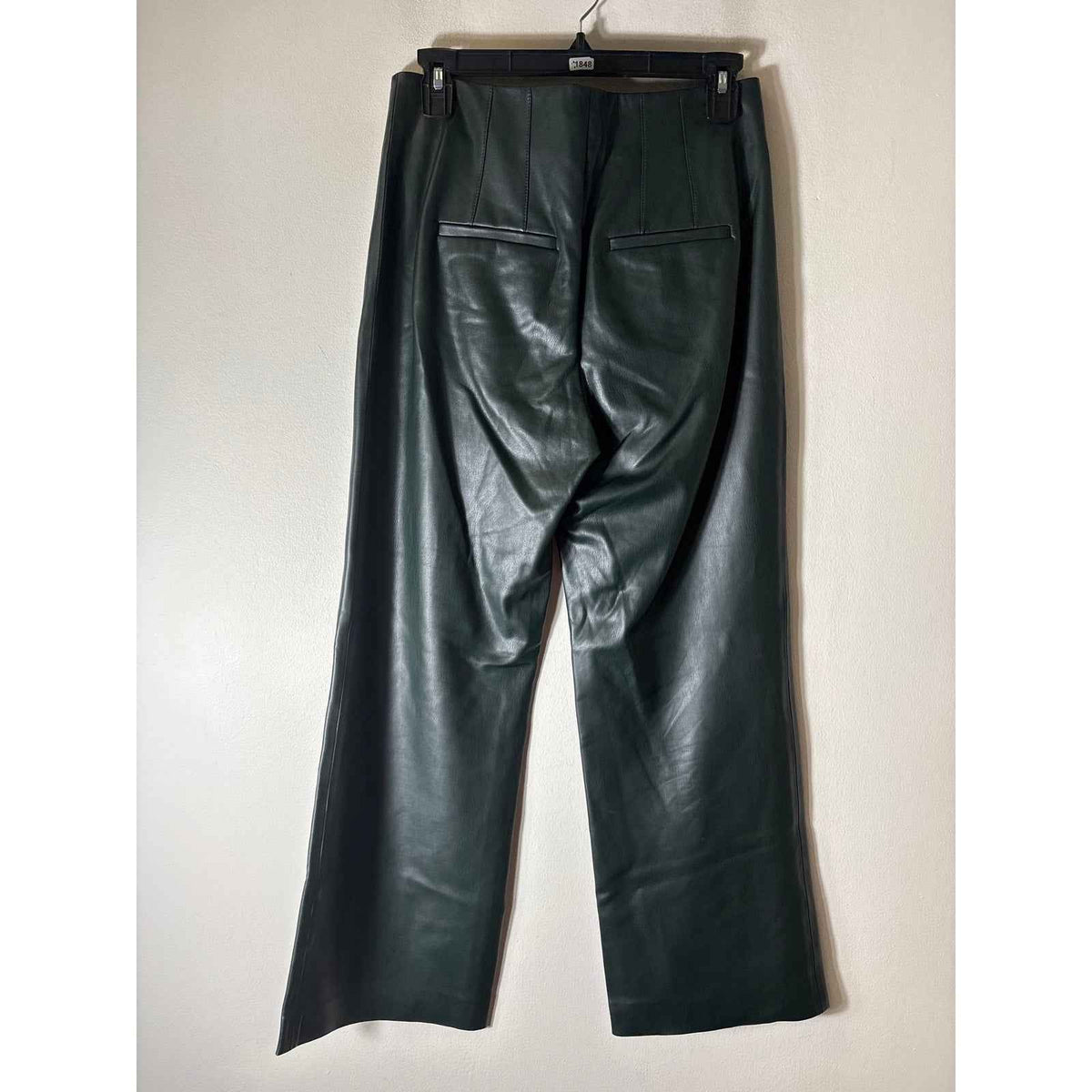 Veronica Beard Forest Green Front Pocket Faux Leather Pants Sz 4