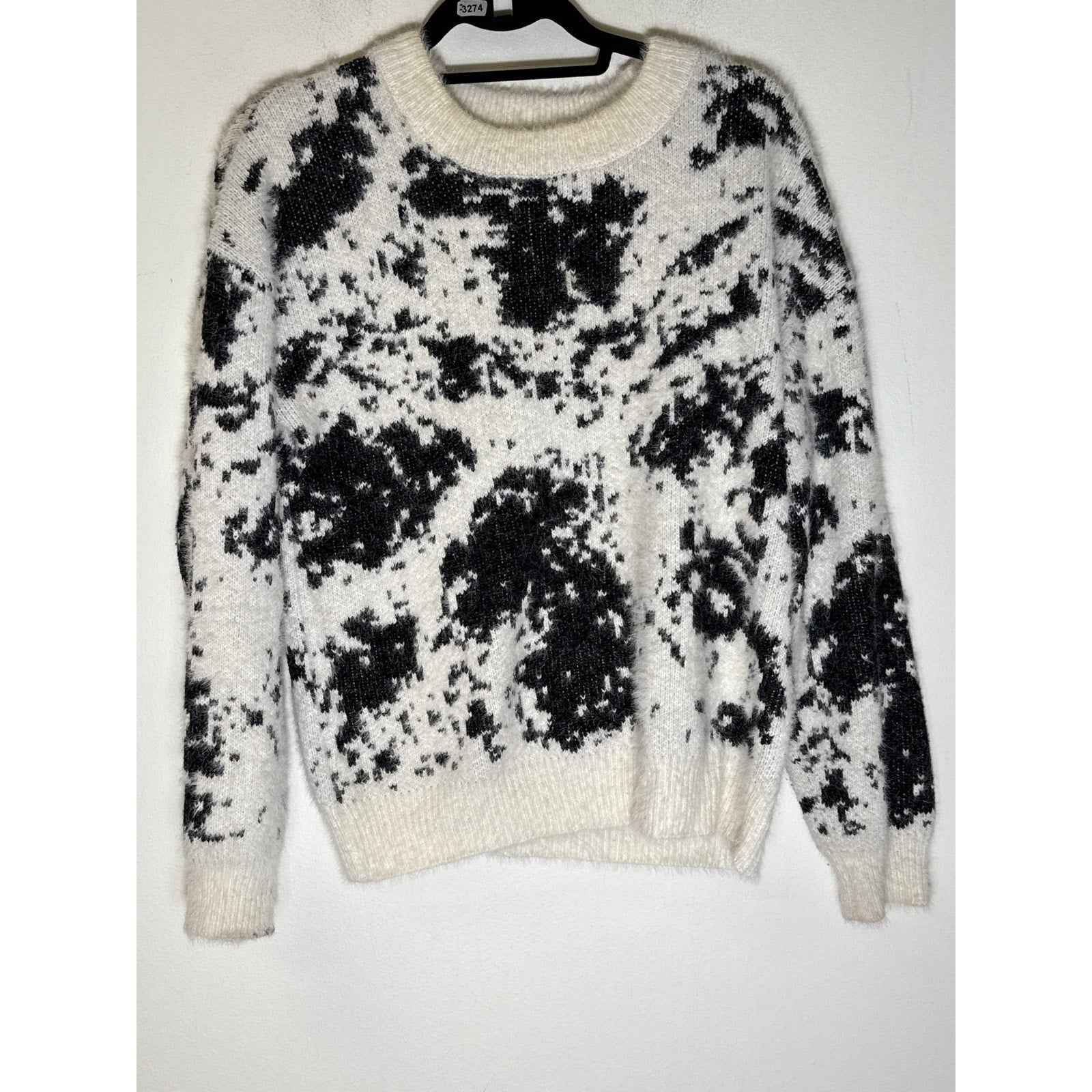BB Dakota Steve Madden Black White Long Sleeve Sweater Sz S