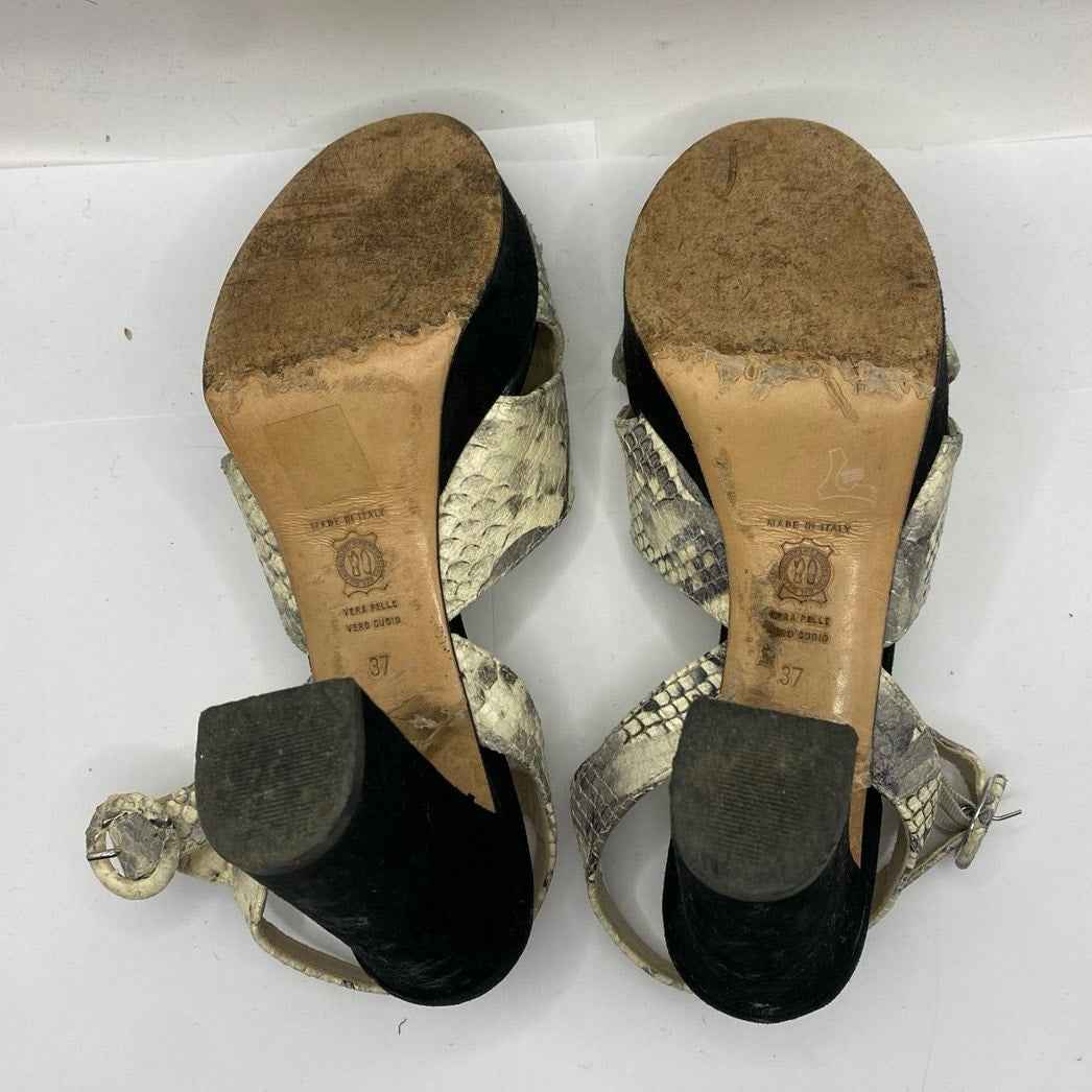 Moda Di Fausto Off White Black Platform Sandals Sz 6.5