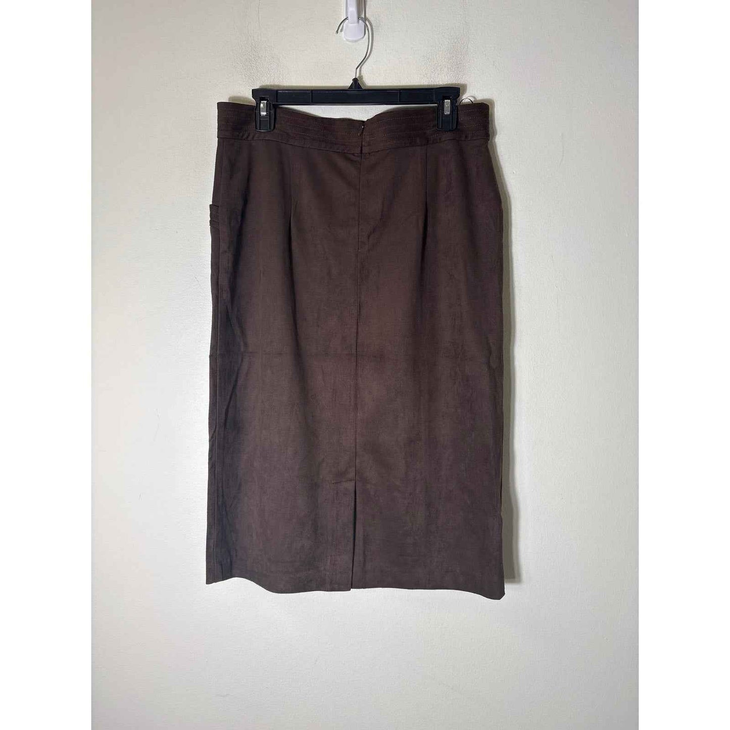 J. McLaughlin Brown Faux Suede Midi Pencil Skirt Sz 12