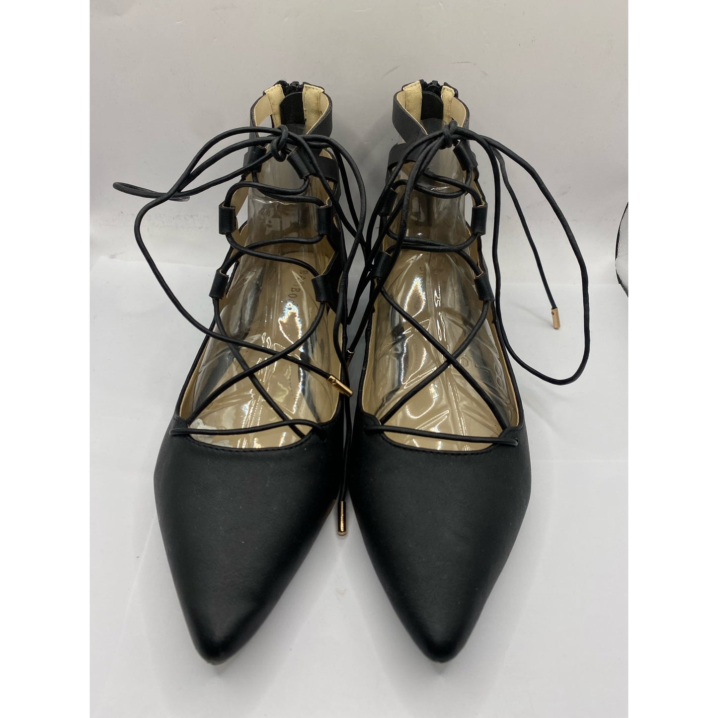 NIB Bamboo Black Lace Up Flats Sz 9