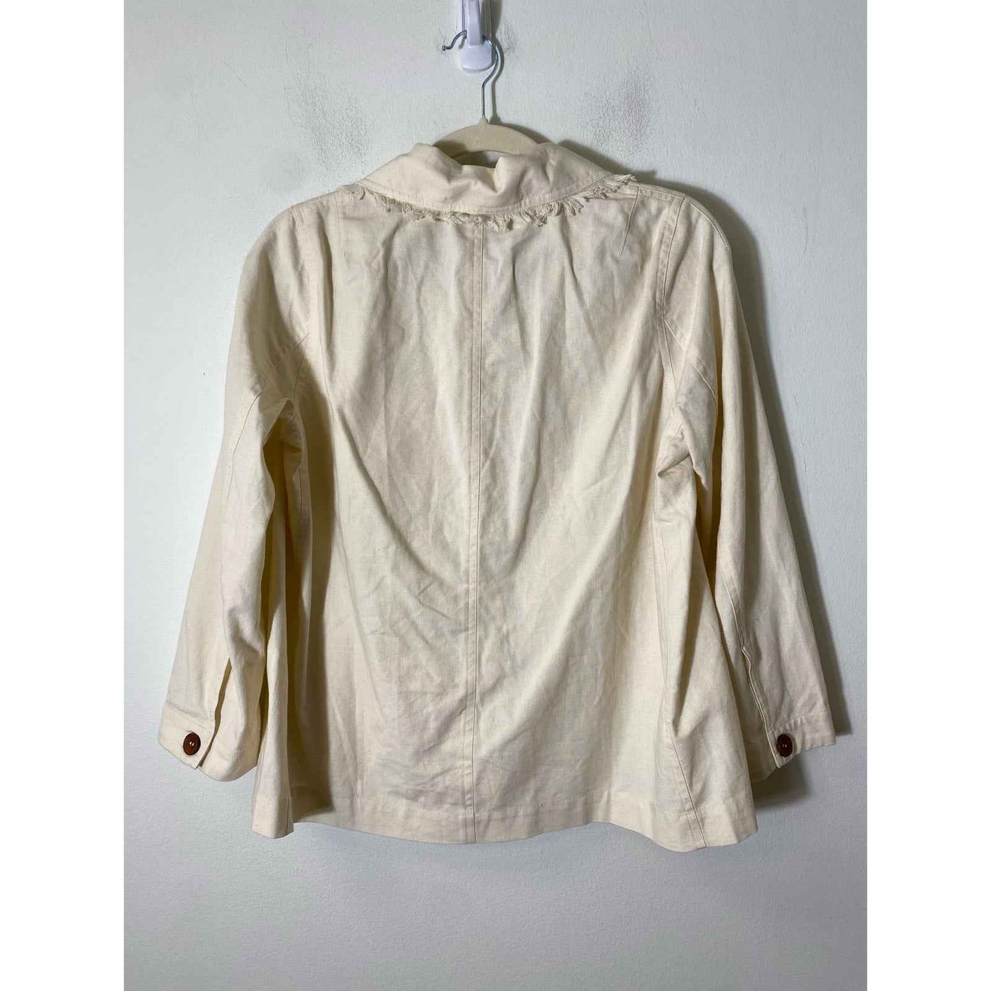 Tuckernuck Cream Linen Blend Frayed Collar Jacket Sz XS