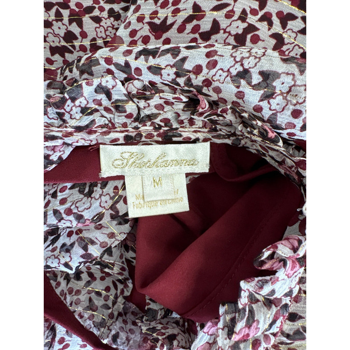 Shoshanna Merlot Floral Blouse Sz M