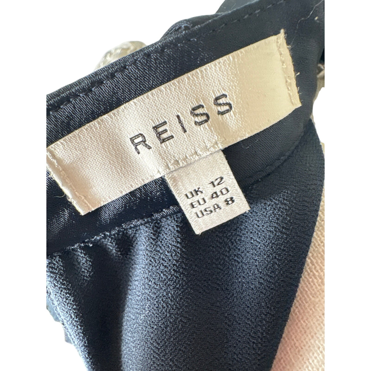 Reiss Navy Satin Layered Top Sz 8