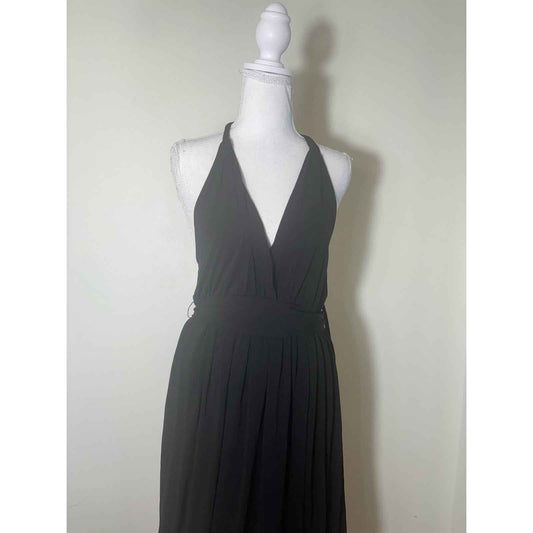 BCBG Black Backless Halter Midi Dress Sz M