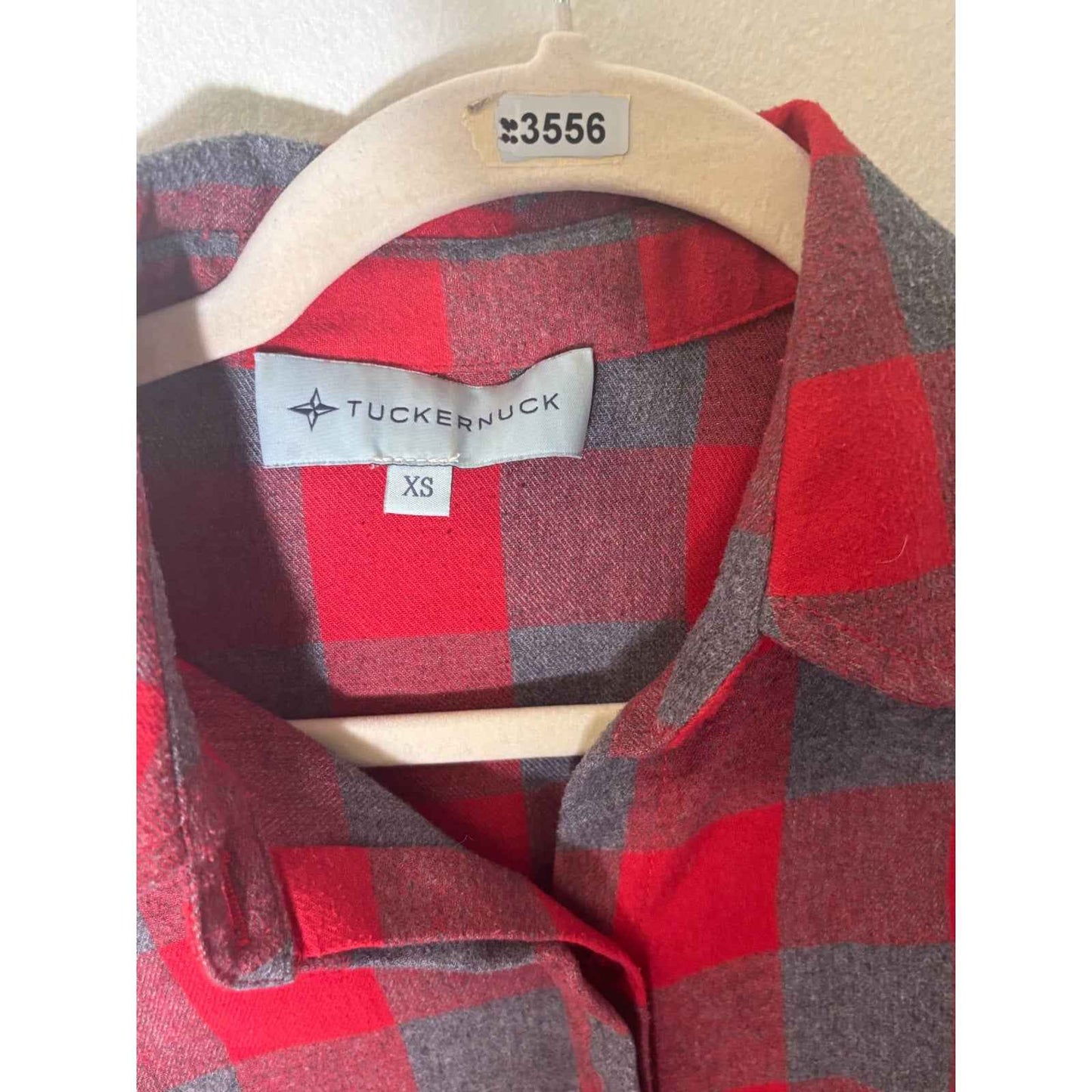 Tuckernuck Red and Gray Check Flannel Shirt Sz xs