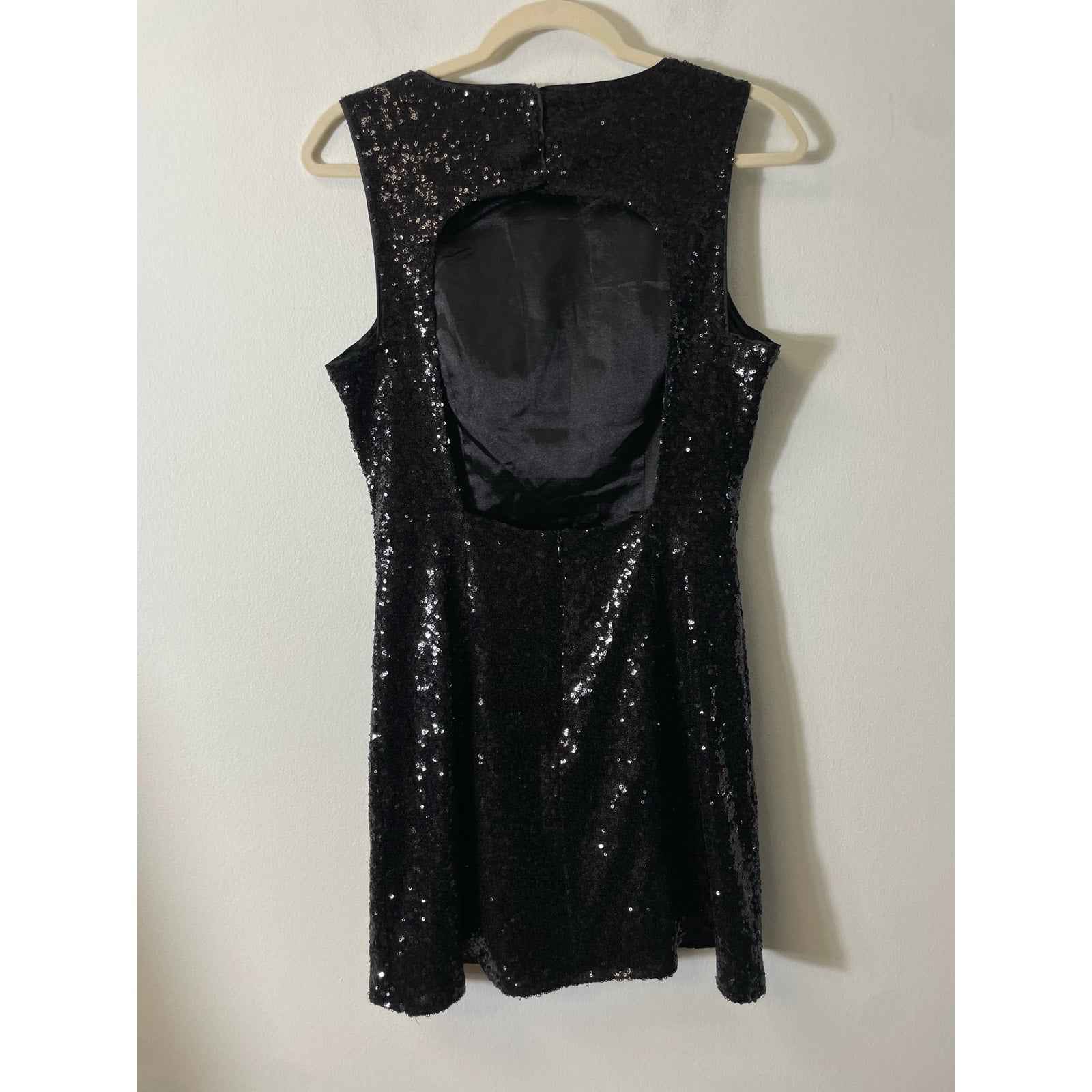 Esley Black sequined Mini Backless Dress Sz L