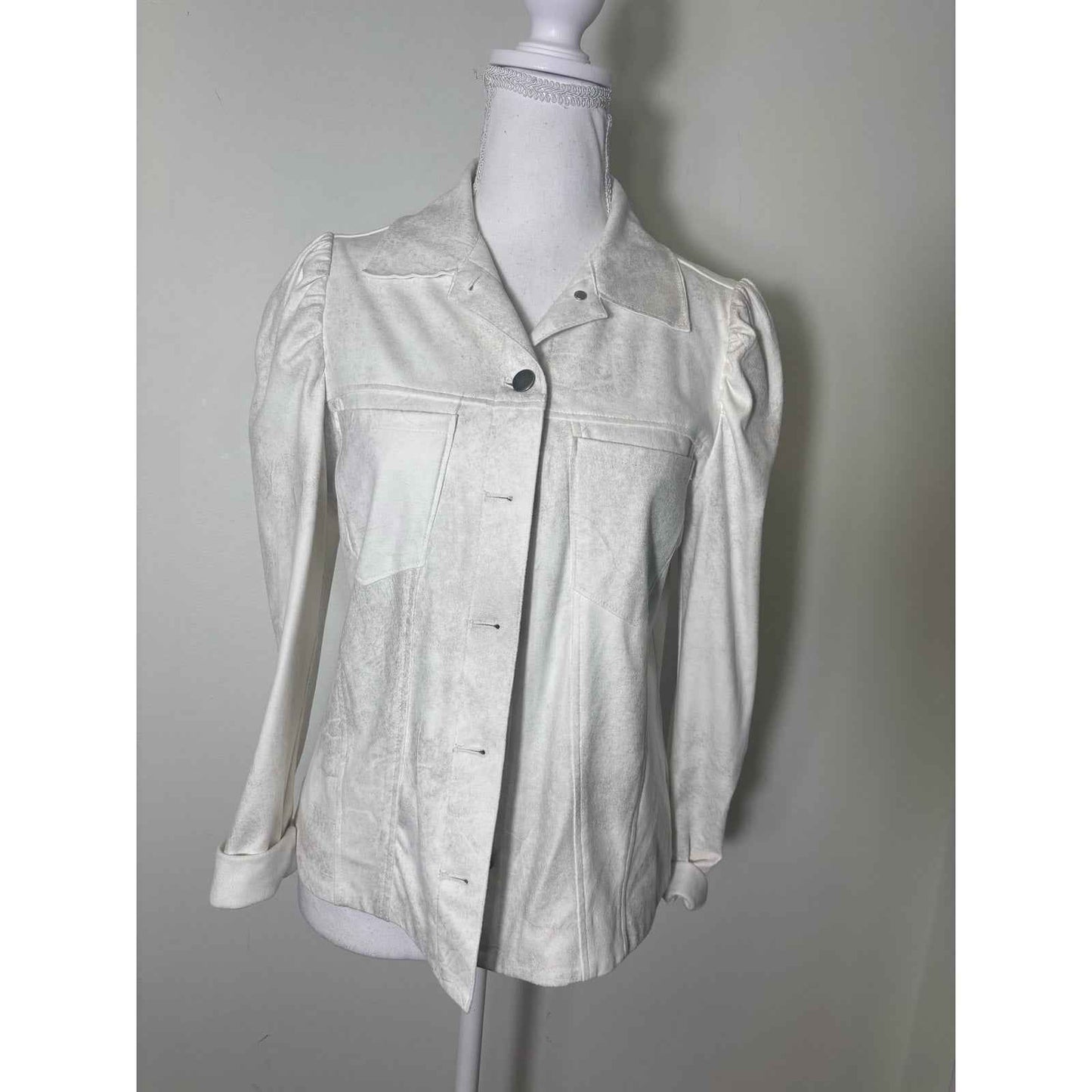 Drew White with Silver Creases Ligthweight Jacket Sz S